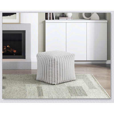 Pouf carré en tissu velours côtelé blanc cassé avec repose-pieds moderne, repose-pieds et fauteuil poire, 1 pièce