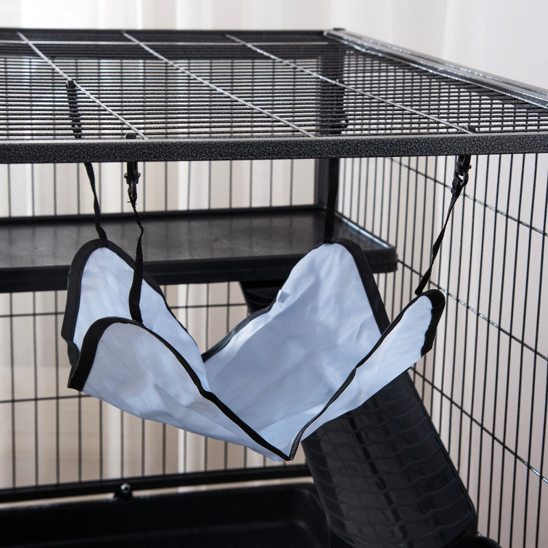 Cage à 3 furets, cage Chinchilla - structure en métal avec tablette, fond propre et simple, fonctionnalité de roulement et paisible pour plusieurs petits animaux