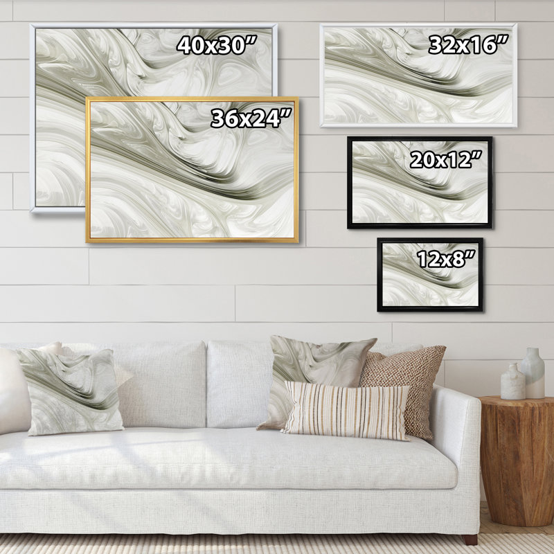 Reproduction de cadre flottant sur toile surré gris marbré surréel, H 8 po x l 12 po x P 1 po, Cadre flottant blanc