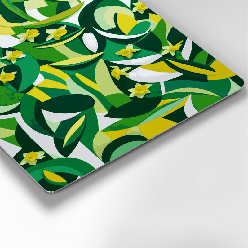 Abstrait formes 56, art mural en métal vert, H 20 po x l 30 po