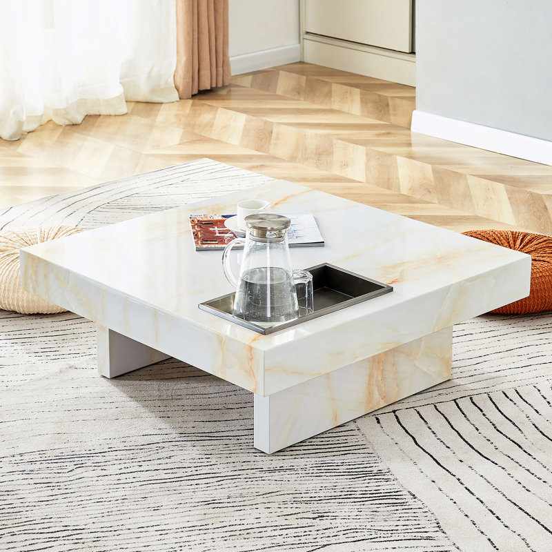 Elegance And Natural Fashion Coffee Table Made Of MDF Material With Black Patterns