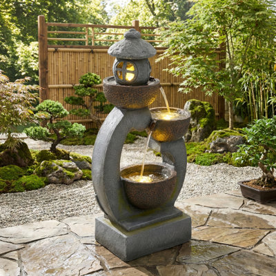 Outdoor Fountain with Lights