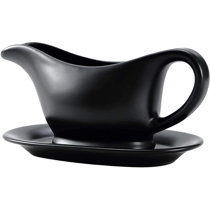 OVENTE Electric Gravy Boat Warmer, Ceramic 13.5 Oz Ideal for Small Parties,  Black FW024589B 
