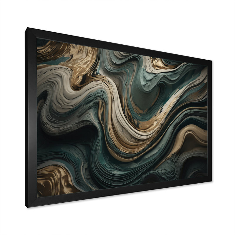 " Wave Twist Abstract Artwork ", Black Single Picture Framed, 12" H x 20" W x 1" D