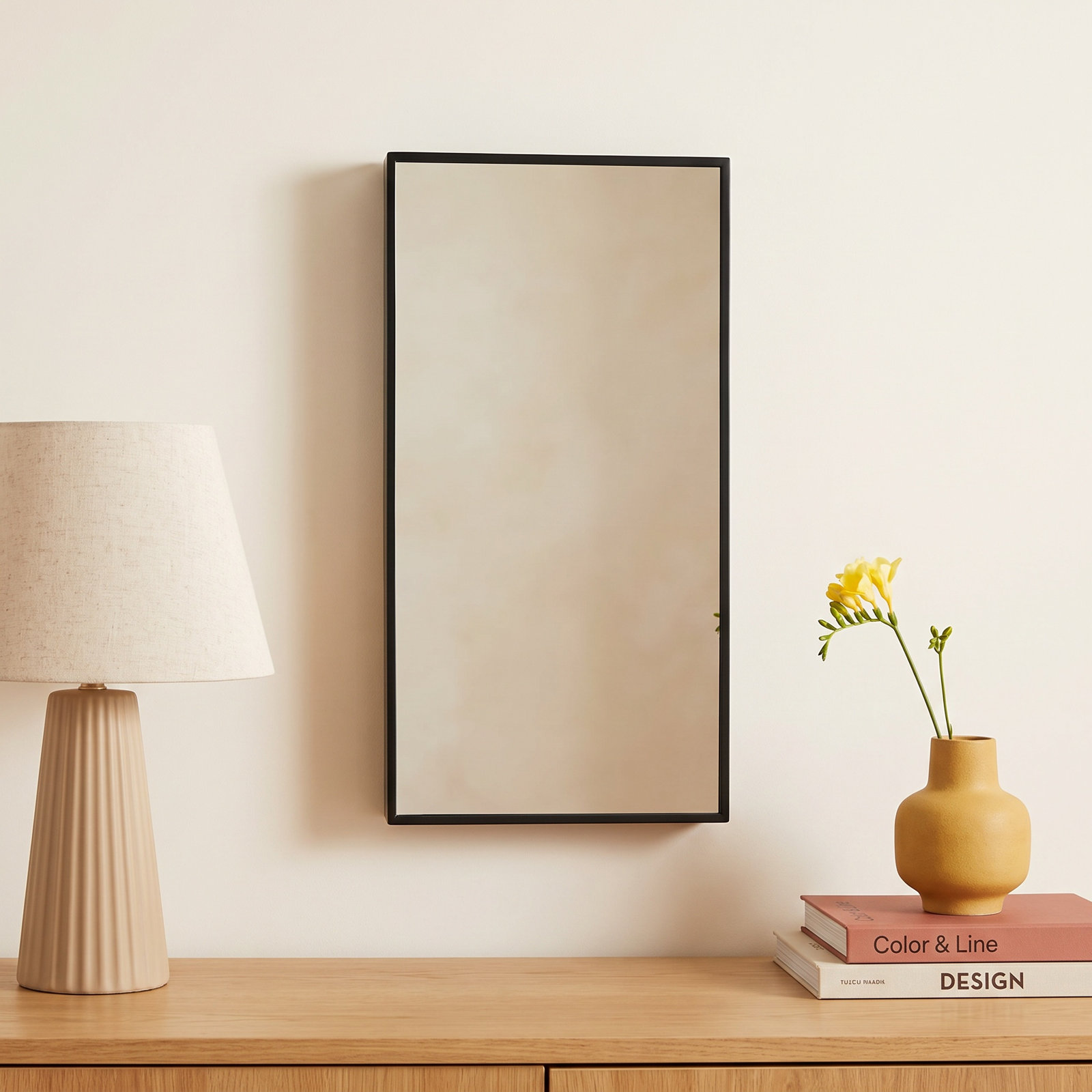 Cubiko Metal Rectangle Mirror with Shelves