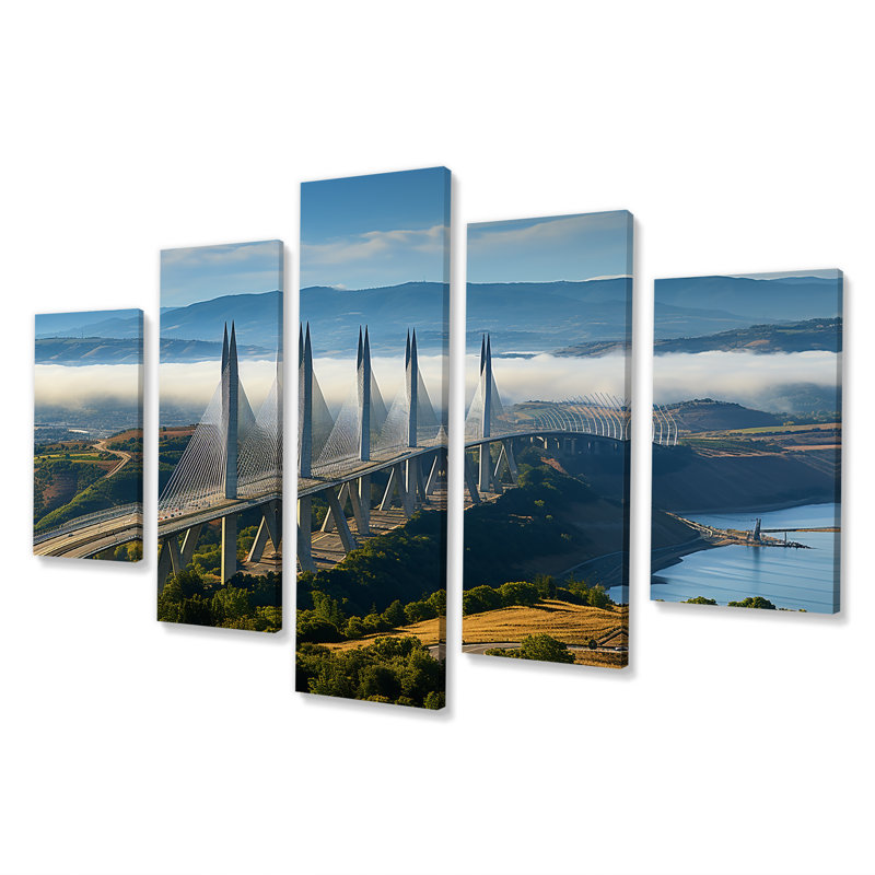 «Blue Viaduct Bridge Sunrise In Italy I», art mural multi-panneaux