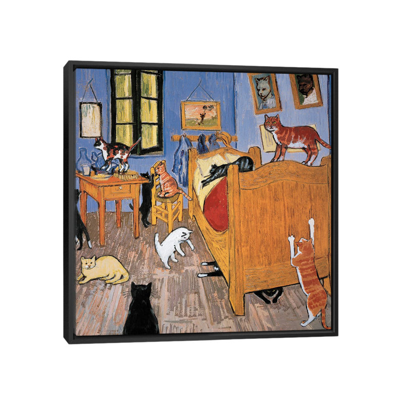 Van Gogh Arles Cat, H 18 po x l 18 po x P 1,5 po, Toile avec cadre noir