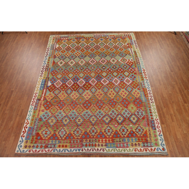 Tapis réversible en laine Kilim 10 x 13