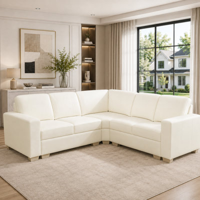Genuine Cowhide Leather Luxury Living Room Sectional Set