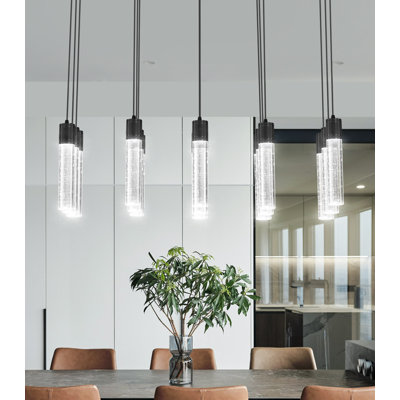 15-Light Modern Crystal Led Chandelier Black