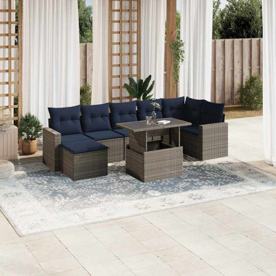 Ensemble de canapé de patio 8 pièces avec coussins en rotin de polyester