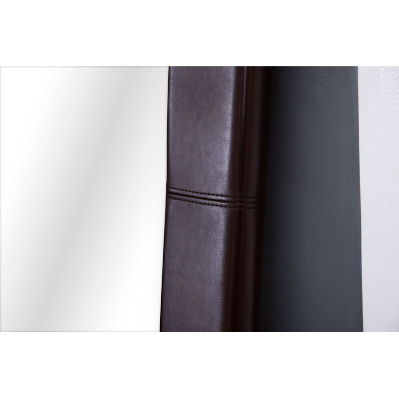 Flat Floor Mirror, Delano Brown Faux Leather