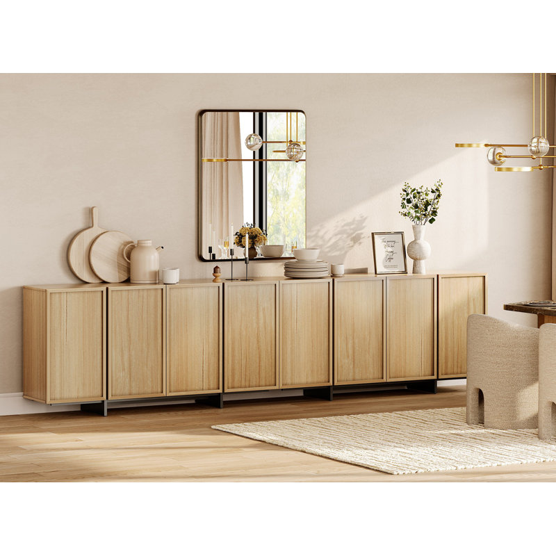 Modern 8-Door Sideboard Buffet Cabinet With T-Shaped Legs, Large Storage Cabinet For Living Room, Dining Room & Kitchen, Multifunctional Coffee Bar
