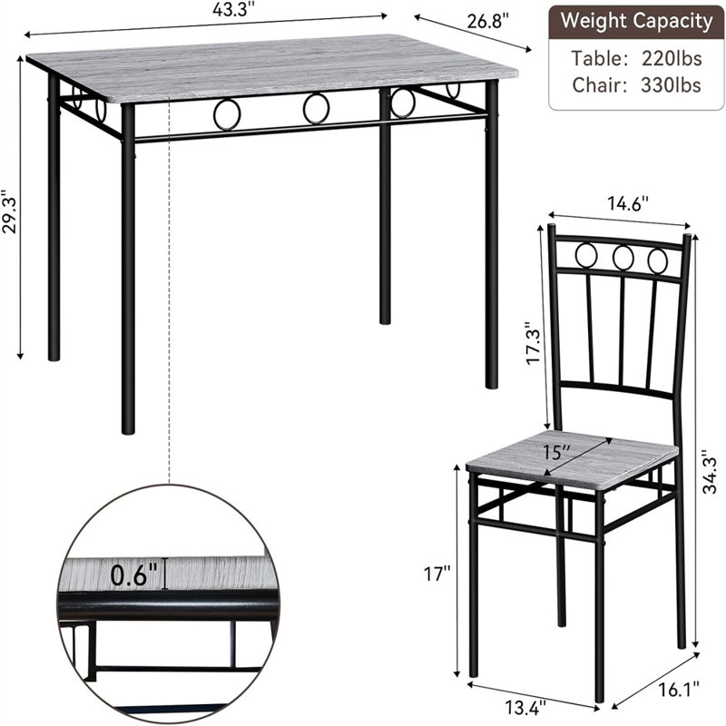 5 - Piece Dining Set,Kitchen Table And Chairs, Rectangular Dining Room Table Set With 4 Chairs, Space-Saving Kitchen Table Set For Small Space,Dinette,Apartment