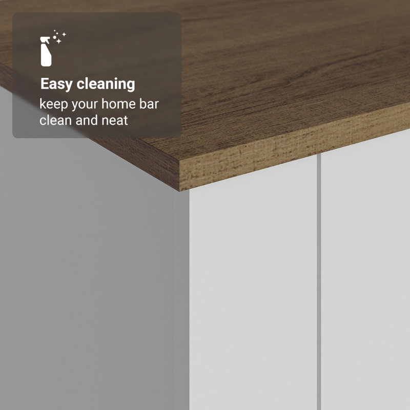 Buffet à 3 portes Latitude Run® Home - Rangement pour verrerie, boissons et ustensiles - Blanc