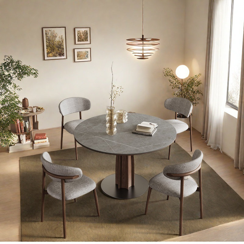 Matte Slate & Wood Dining Table Sets., 5