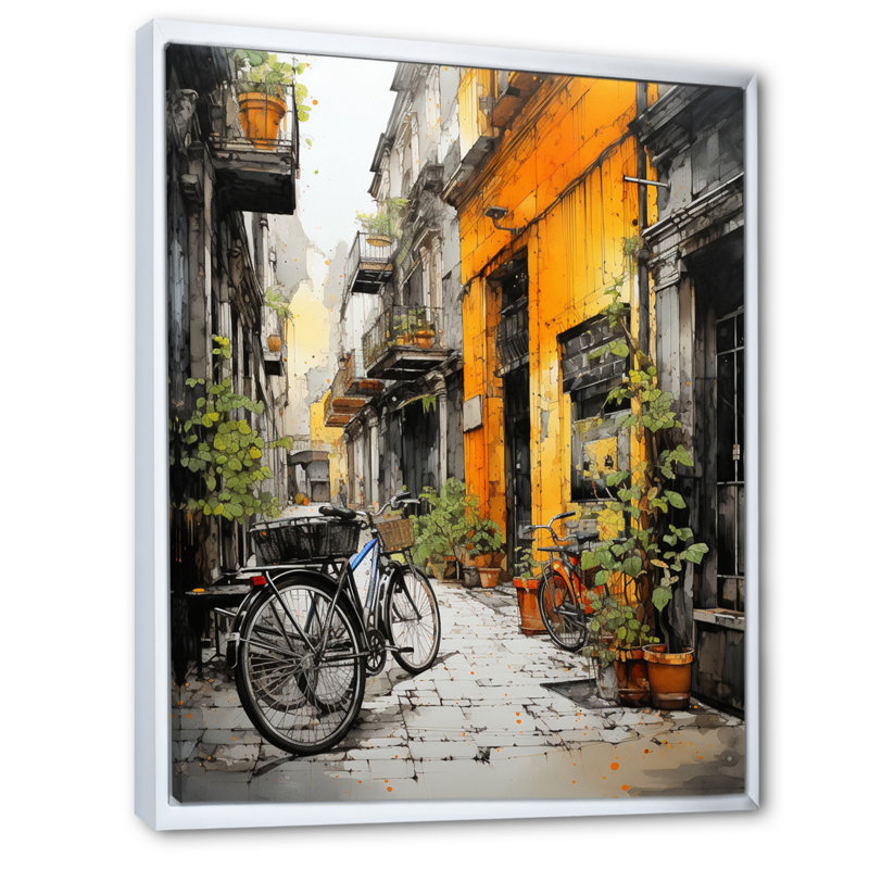 Darrol, cycle de vélo, impression sur toile, H 32 po x l 24 po x P 1 po, Cadre flottant blanc