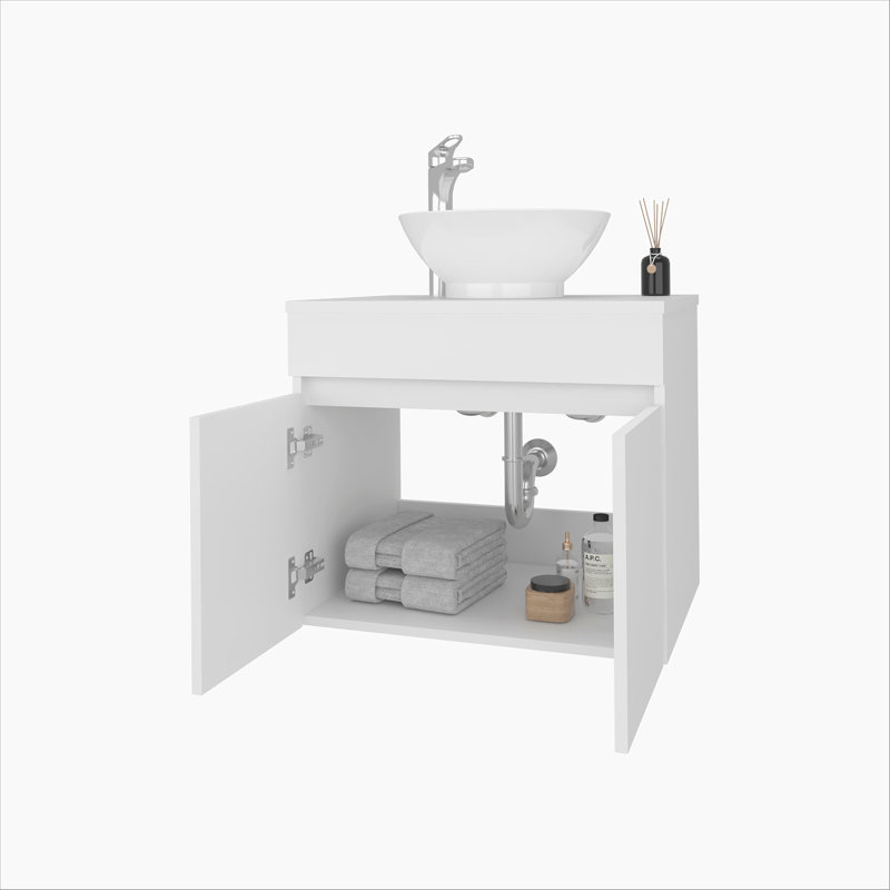 Meuble-lavabo blanc avec 2 portes, Blanc