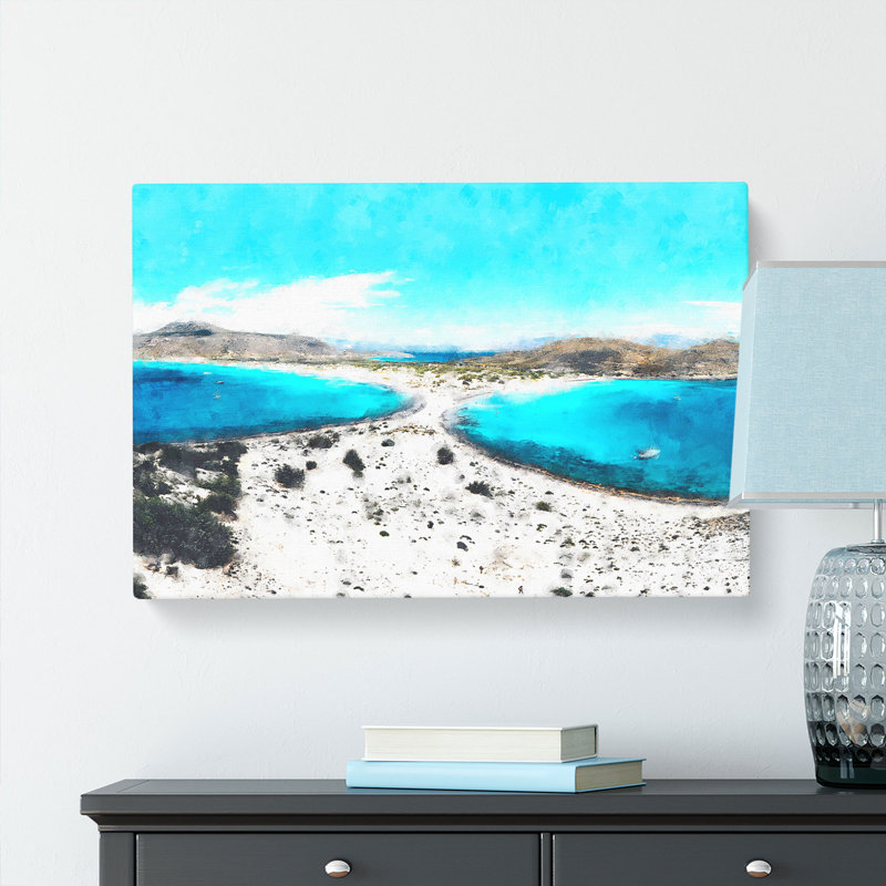 Beaches In Lakonia Greece Painting - Wrapped Canvas, 50cm H x 76cm W x 3cm D
