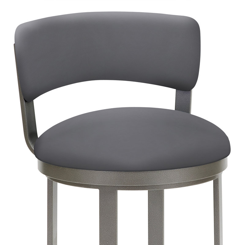 Swivel Upholstered Counter Stool with Metal Frame, Counter Stool (26" Seat Height), Earthy Oak, Mocha