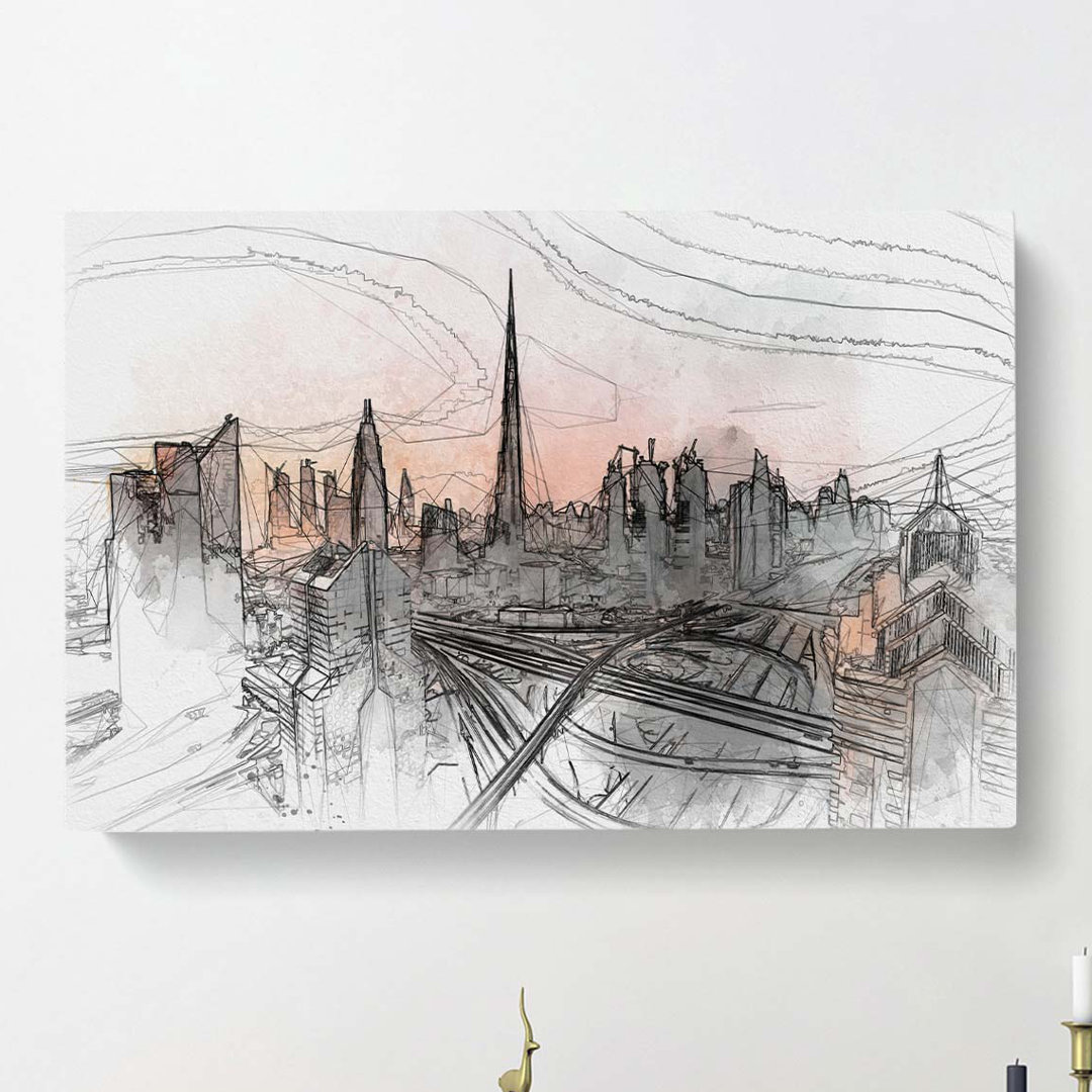 Burj Khalifa Dubai Skyline in Abstract - Wrapped Canvas