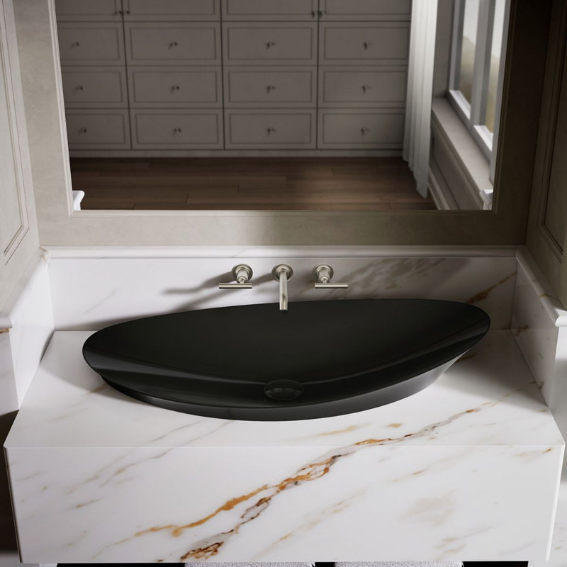 Veil® Trough Fireclay Specialty Vessel Bathroom Sink, Black Black™