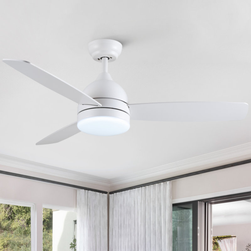 Izchak 10.83 " Ceiling Fan with LED Lights with Light Kit, White