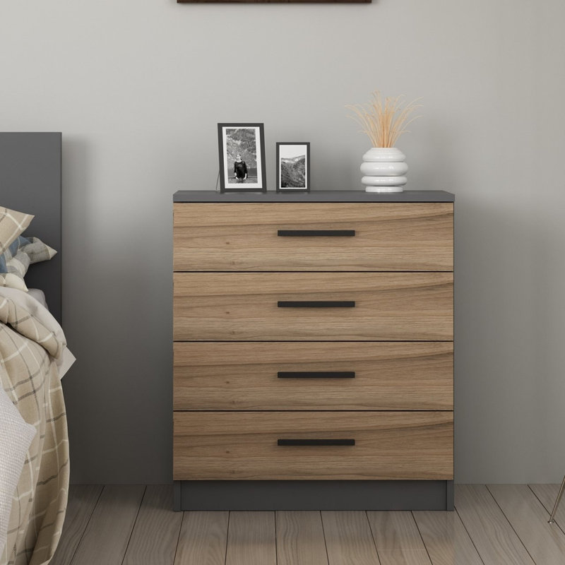 Commode moderne scandinave Wesa, couleur noyer, 27,6 po x 16,5 po x 31,5 po | 100% panneau de particules enduit de mélamine, épaisseur: 0,7 pouce | Plusieurs tablettes pour le rangement et l'organisation, design élégant et fonctionnel