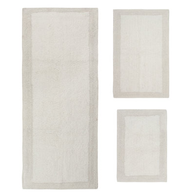 Bruss Luxury 100% Cotton Reversible Bath Rug (Set of 3)