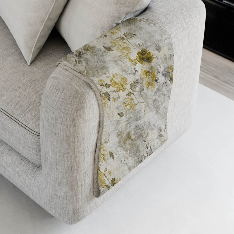 Jeté floral Sherpa ASB724 Addison, Motif floral taupe