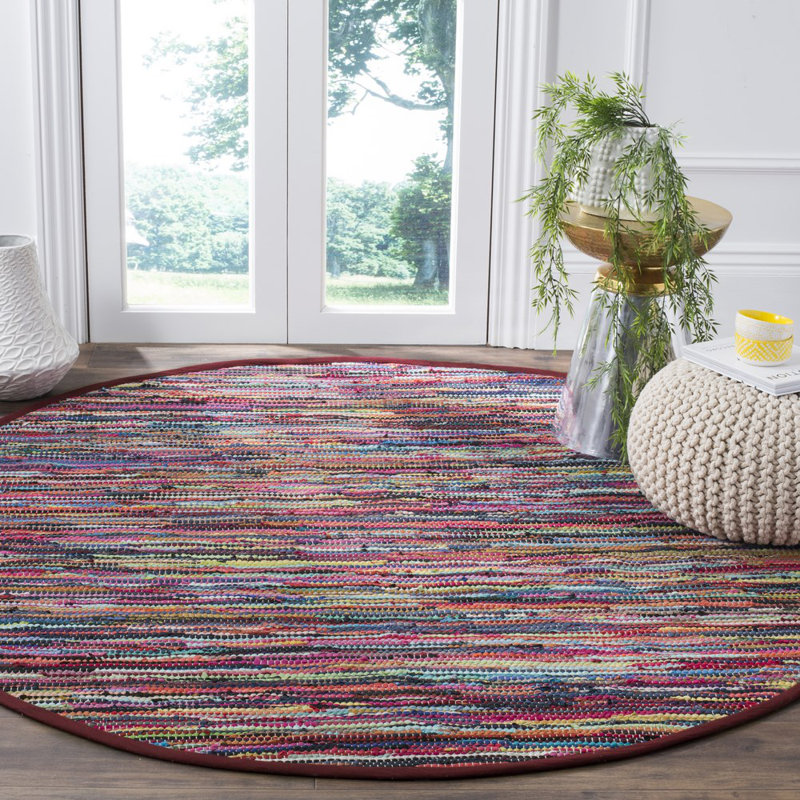 Samaniego Rug Hand Woven Cotton Abstract Rug, Round 6'