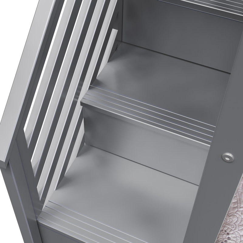 Harjeet Kids Twin Over Twin Bunk Bed, Pink, Gray