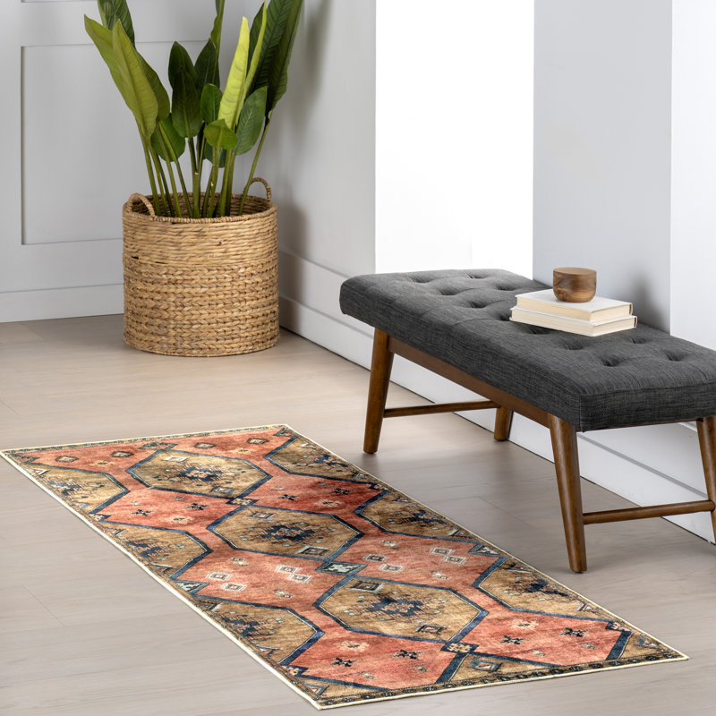 Tapis persan traditionnel lavable à la machine Judy SpinClean, Tapis de couloir 2 pi 6 po x 6 pi