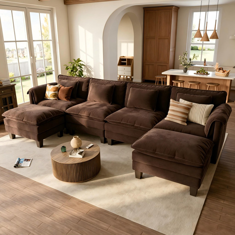 Canapé modulaire en U rembourré en U avec tissu de chenille