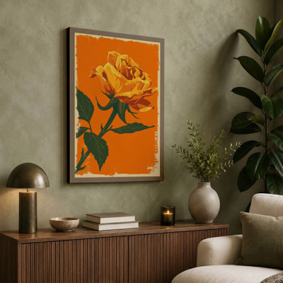 Yellow Rose Rising Botanical - Wrapped Canvas