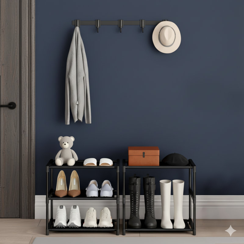 3 Tier Small Shoe Rack, Narrow Stackable Kids Toddler Adult Shoe Storage Organizer Shelf For Closet Floor Front Door Entrance Entryway, Free Standing Shoe Rack Organization Shelves