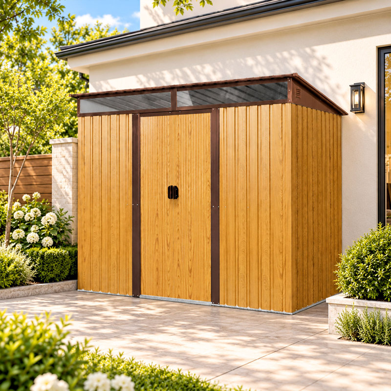 8x6 Metal Outdoor Storage Shed With Transparent Plate Coffee