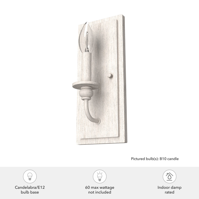 1 - Light Dimmable Candle Wall Light, Distressed White