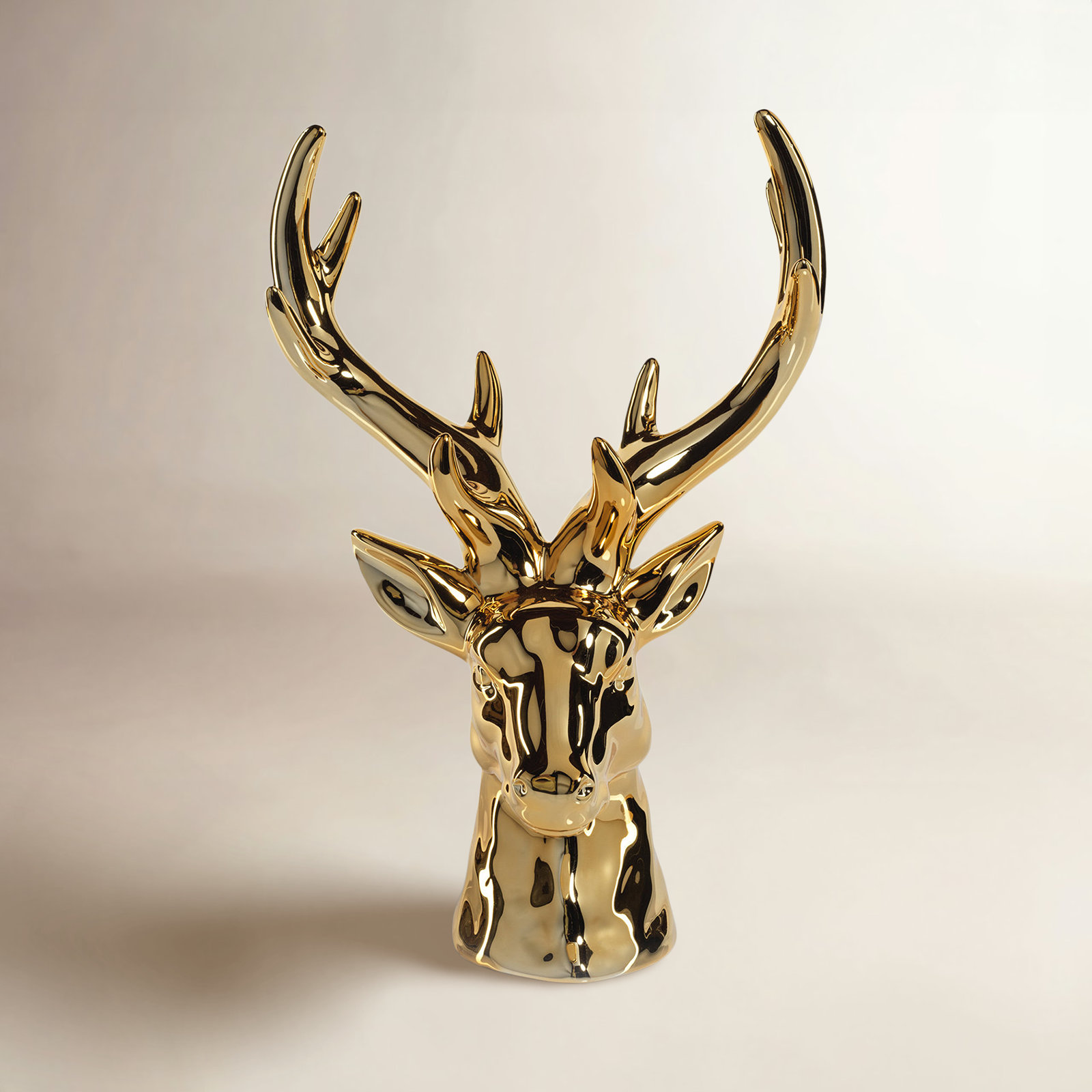 Haldane Ceramic Stag Head Figurine, Gold