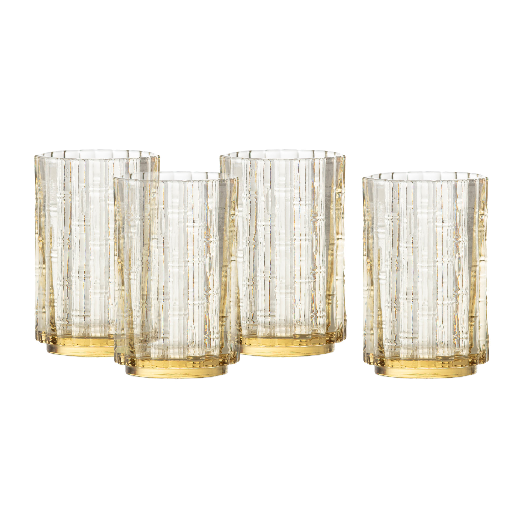 Fortessa Mahalo Stackable Glass, 11 Oz. Double Old Fashioned (Set of 4), Ginger Gold, 13.5 fl oz, Ginger Gold