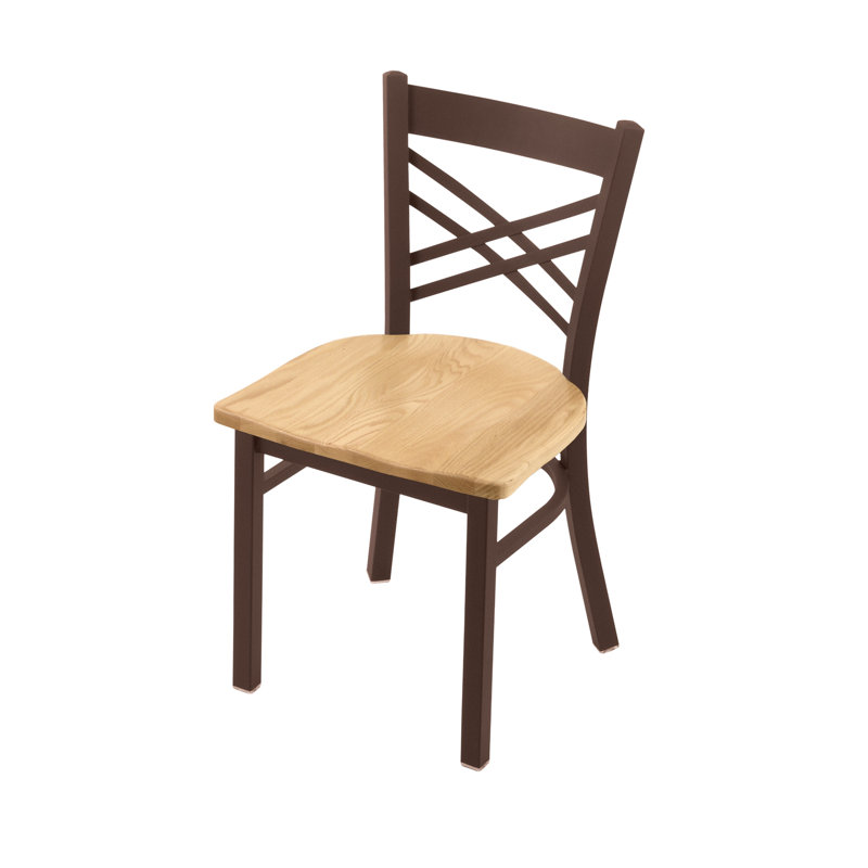 Catalina 18'' H Metal Side Chair, Bronze, Wood-Natural Oak
