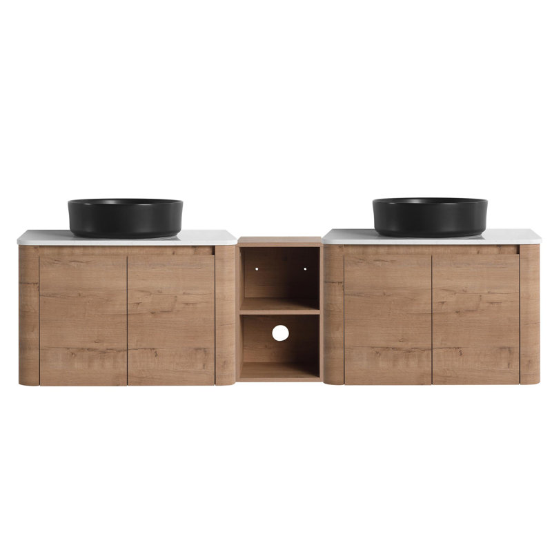 Meuble-lavabo double 30 po avec lavabo et armoire latérale 30 po, Noir