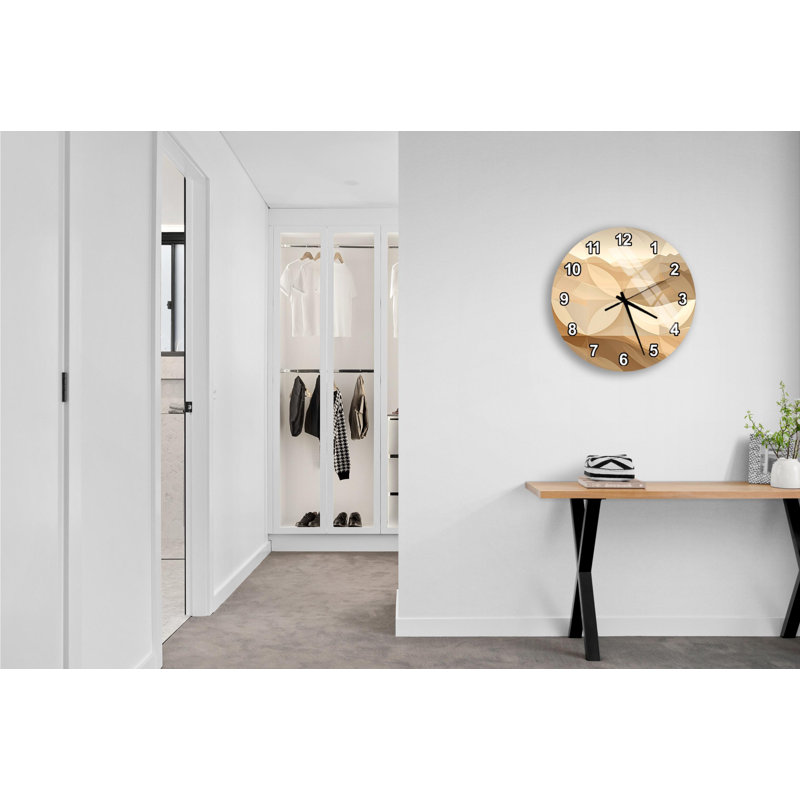 Horloge murale en verre trempé, conception abstraite de grès, horloge moderne, art mural beige, horloge silencieuse, décoration intérieure, horloge de bureau, cadeau unique