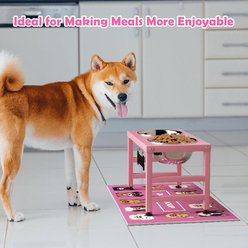 Support pour chien surélevé en métal rose pour chiens de grande et moyenne taille