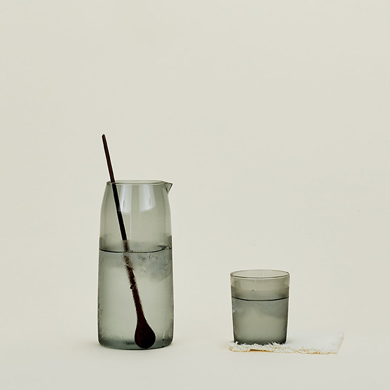 52oz Smoke Glass Pitcher with Retro Flair
