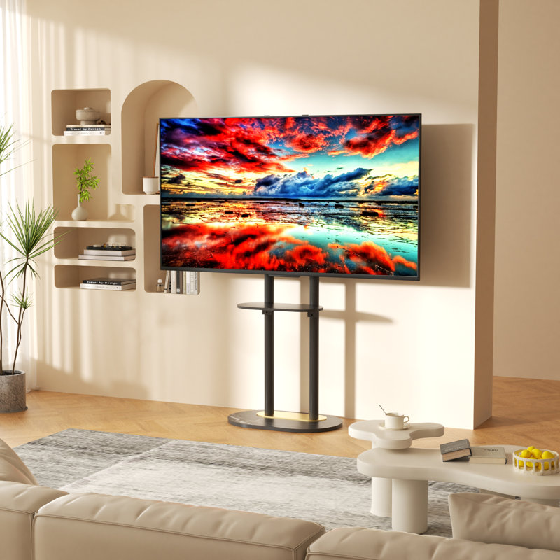 Tv Floor Stand For 40"-75" Height Adjustable Tv Mount , Black