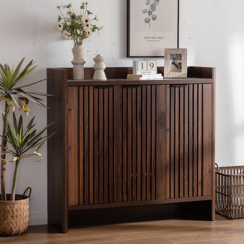 Armoire à chaussures à 5 niveaux avec portes à volets, tablettes réglables et grand rangement pour les entrées et les couloirs modernes