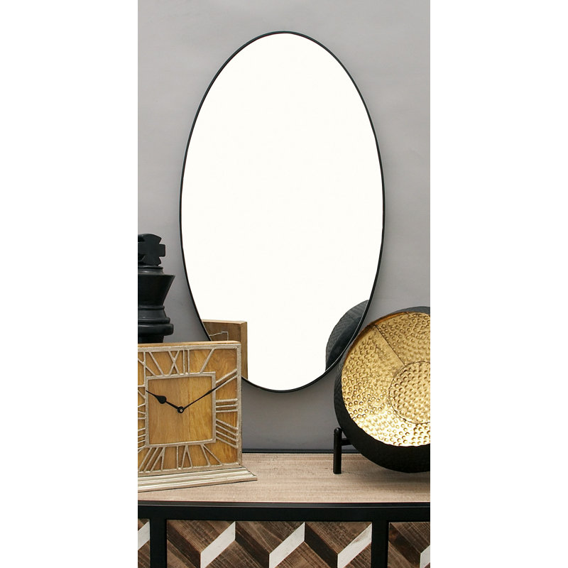 Lottie Oval Metal Framed Wall Mounted Full Length Mirror, 81cm H x 43cm W, Black