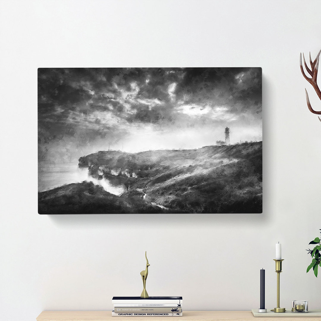 Moody Lighthouse And Seascape - Wrapped Canvas