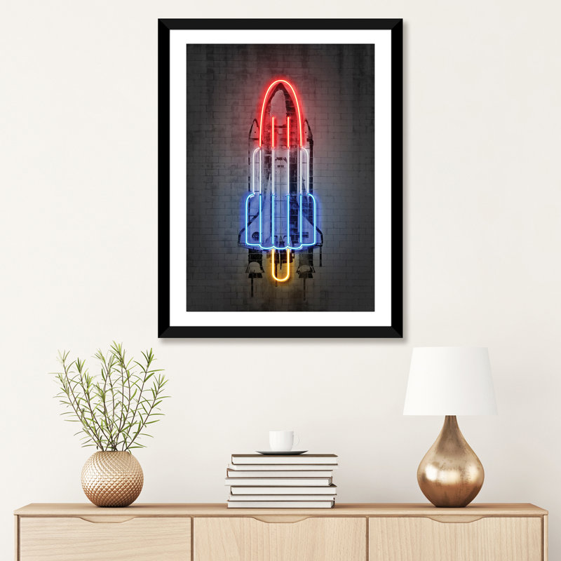 «Rocket» - Imprimé, H 32 po x l 24 po x P 1 po, Papier beaux-arts encadré noir